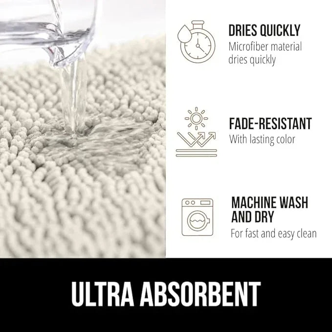 GORILLA GRIP Bathroom Rug Sets, Soft Chenille 2 Piece Area Rugs Set, Toilet Base Mat and 30x20 Carpet, Absorbent Microfiber Washable Mats Dry Quickly, Home Décor and Bath Room Accessories, Ivory - ModernBath