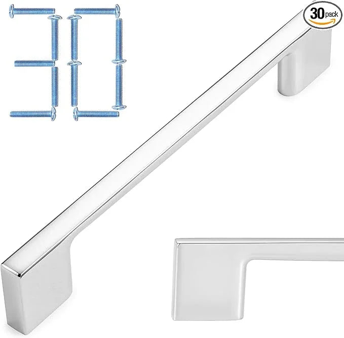 KOOFIZO 30 Pack 5 Inch Polished Chrome Kitchen Cabinet Pulls Chrome Cabinet Handles Chrome Cabinet Hardware for Kitchen Cabinets Drawer P01 Dresser Cupboard Bedroom Bathroom - ModernBath