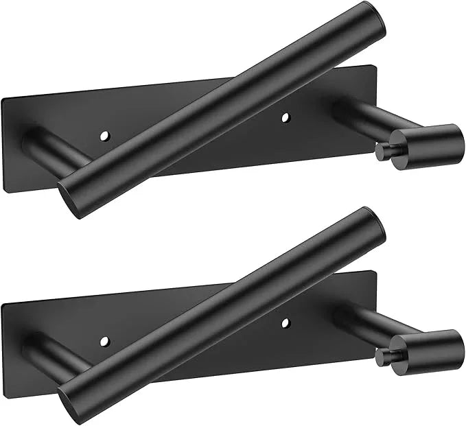 FORIOUS Black Toilet Paper Holder, Adhesive or Wall Mounted Options, Stainless Steel Rustproof Stick on no Drilling Double Post Pivoting Toilet Tissue Roll Holder for Bathroom,2 Pack Matte Black - ModernBath