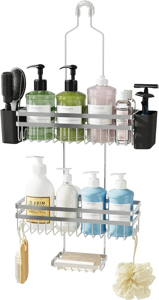 STAHLHEART Shower Caddy Hanging for Bathroom Organizers and Storage, 3 Tier Adjustable Anti-Swing Shower Organizer Hanging with Heavy-Duty Suction Cups, Damage-Free Rustproof (Chrome) - ModernBath
