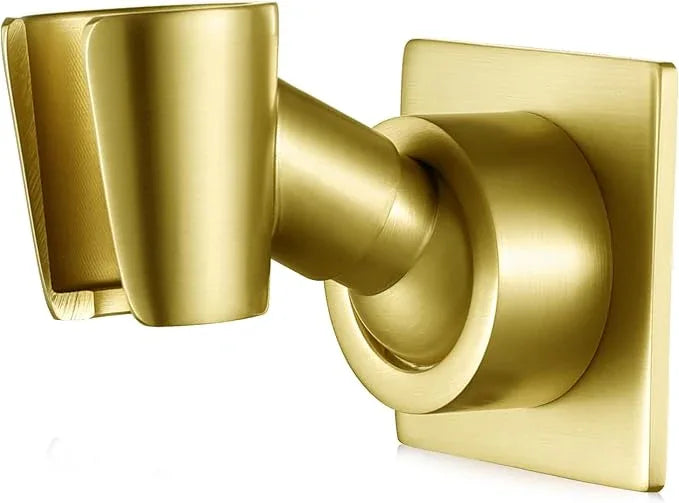 Shower Head Holder Handheld Shower Wand Holder Adjustable Shower Head Bracket Shower Wall Mount Holder, Brushed Brass/Gold Finish, Drill Free Glue Installation - ModernBath