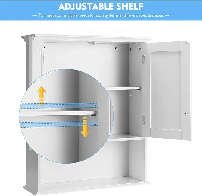 Tangkula Bathroom Wall Cabinet, Wooden Hanging Storage with Doors & Shelves, Multipurpose Wall Mounted Bathroom Medicine Cabinet for Kitchen Living Room - ModernBath