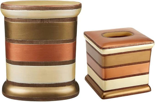 Zahari Home 2pc Contempo Luxury Bath Accessories Set Waste Basket & Tissue Box Modern Classic Contemporary Decorative Beautiful Designs Stylish Bathroom Accessories Set - ModernBath