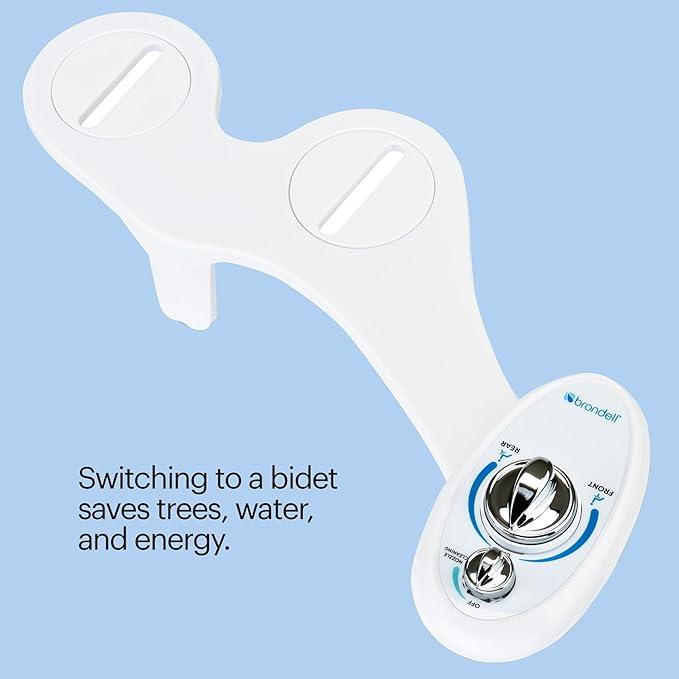 Brondell Bidet Left Hand Bidet Attachment SouthSpa Dual Nozzle - control panel on left side - Dual Positionable Nozzles for front and rear wash, LH-12 - ModernBath