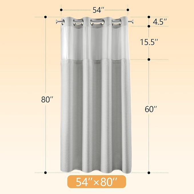 River Dream Lake Wanaka Fabric Shower Curtain Set, Cotton Blend, Waffle Weave, with Snap in Replacement Liner，54 x 80 inches - ModernBath
