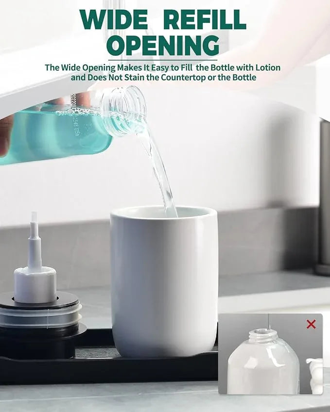 BosilunLife Foaming Soap Dispenser - Ceramic White Soap Dispenser Bathroom Small Foam Hand Dispenser Refillable Kitchen Dish Soap Bottle Hand Wash Dispenser - ModernBath