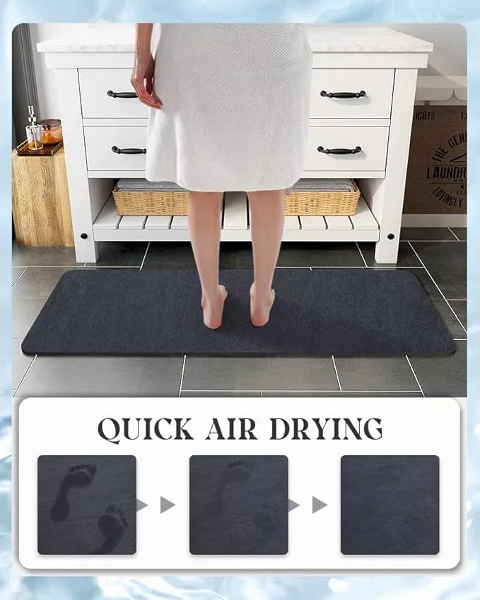 MontVoo -Bath Mat Rug-Rubber Backing Non Slip Quick Dry Absorbent Thin Bathroom Rugs Fit Under Door-Faux Suede Surface Bathroom Floor Mats-Shower Rug for in Front of Bathtub Shower Navy 17"x59" - ModernBath