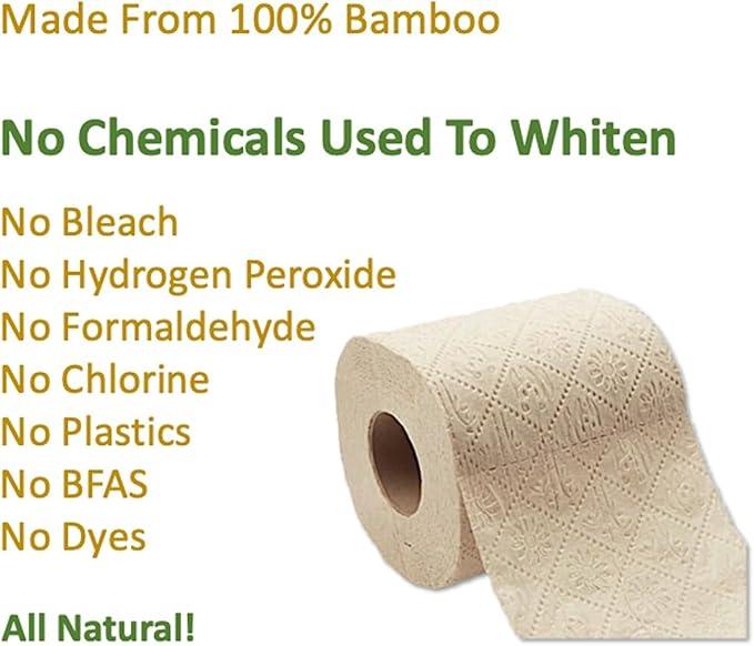 Purafide 100% Bamboo, thick 3-ply toilet paper, tree-free, unbleached, sustainable, 300 sheets per roll (TP 24) - ModernBath