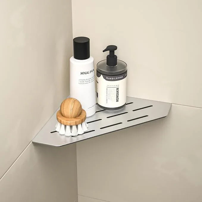 Corner Shower Shelf, 304 Stainless Steel Pentagonal Heavy Duty Floating Corner Sheves Slot Design Recessed Bathroom Shelf for Tiled Wall 2 Pack(Brushed, 8"-2 Pack) - ModernBath
