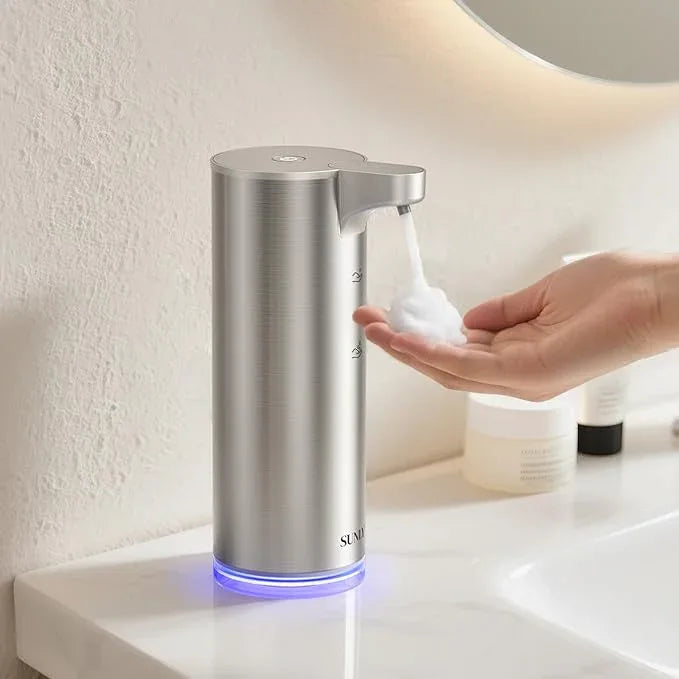 SUNLY Automatic Foam Soap Dispenser, 0.2s Fast Sensor, USB-C Rechargeable, Smudge-Resistant Stainless Steel, Touchless Liquid & Foaming Soap Dispenser for Bathroom, Kitchen, Hotel, Silver - ModernBath