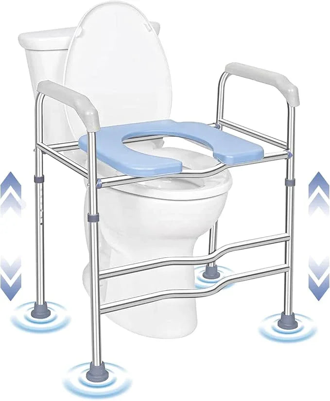 Hoqqf Toilet Seat Riser for Seniors, Raised Commode Chair for Toilet with arms, Adjustable 18–22 Inch Height,400 lb Handicap Elevated Toilet Seat, Fits V, U and Round Toilets. - ModernBath