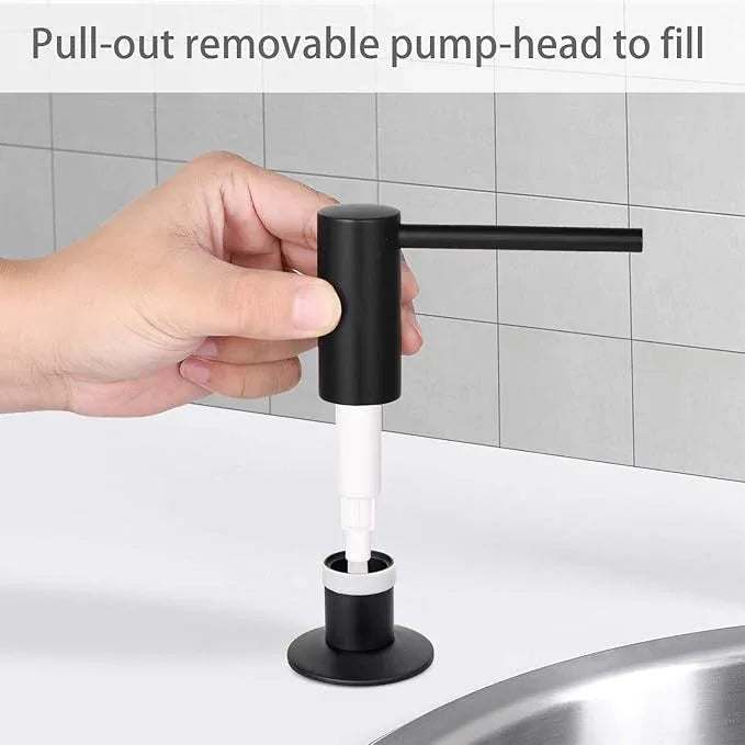 Samodra Sink Soap Dispenser, Metal Pump Head Liquid Lotion Countertop Kitchen Bathroom Soap Dispenser with 17 OZ PET Bottle (Black Matte) - ModernBath