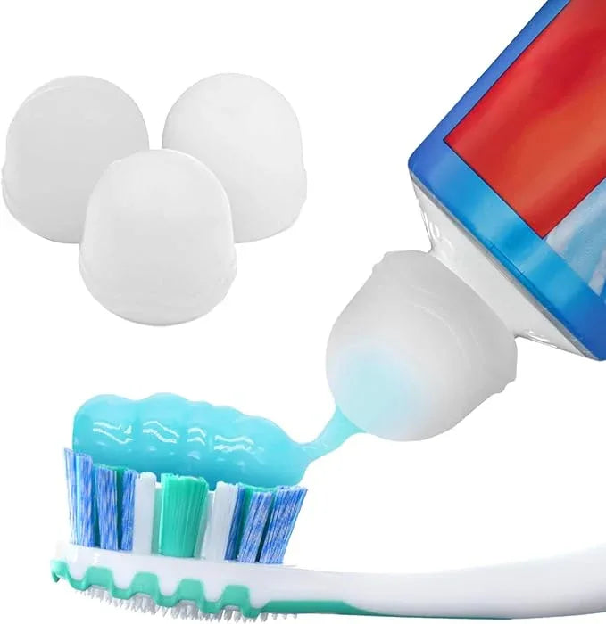 Chrome Cherry SqueezMe Self-Closing Toothpaste Caps, Silicone Lid for Kids & Adults, No Mess Toothpaste Dispenser, Self-Standing Easy Squeezer Cap, Bathroom Accessory, Clear, Pack of 3 - ModernBath