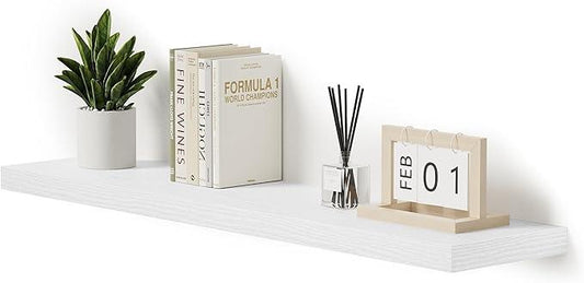 Vivelove Single Floating Shelves 48 Inches, 48 x 10 inch Deep x 1.8 in Thick, Long Wall Shelves Heavy Duty 80 lbs for Bedroom, Living Room, Kitchen, Office, Modern Shelf Book Home Decor, White - ModernBath