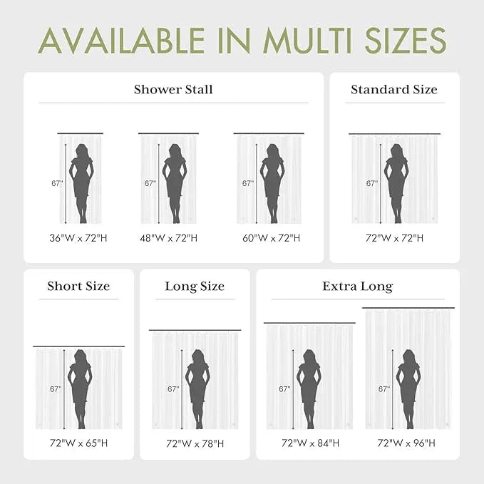 AmazerBath Shower Curtain Liner, 72x78 Grey Shower Curtain Liner, Cute Plastic Shower Curtain Liners, Lightweight Waterproof PEVA Gray Shower Curtains for Bathroom with Magnets and 12 Grommet Holes - ModernBath
