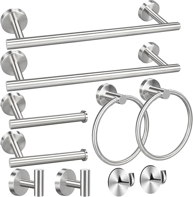 8 Pieces Bathroom Towel Rack Set, Includes 2PCS 23.6 inch Towel bar, 2PCS Towel Hook, 2 PCS Towel Ring, 2PCS Toilet Paper Holder-Matte Black Bathroom Accessories Sets - ModernBath