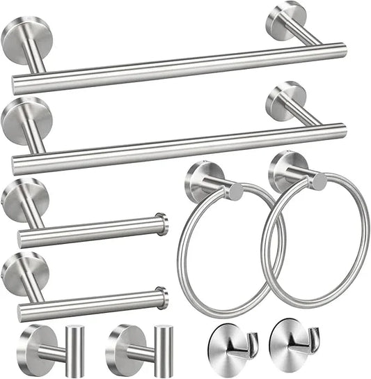 8 Pieces Bathroom Towel Rack Set, Includes 2PCS 23.6 inch Towel bar, 2PCS Towel Hook, 2 PCS Towel Ring, 2PCS Toilet Paper Holder-Matte Black Bathroom Accessories Sets - ModernBath