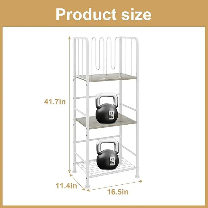 Towel Rack Free Standing 3-Tier M-Shaped Detachable Dividers, Durable Metal Holder, Pool Towel Rack, Space-Saving Towel Storage Organizer, Modern Bath Towel Shelf for Home, Poolside, White - ModernBath