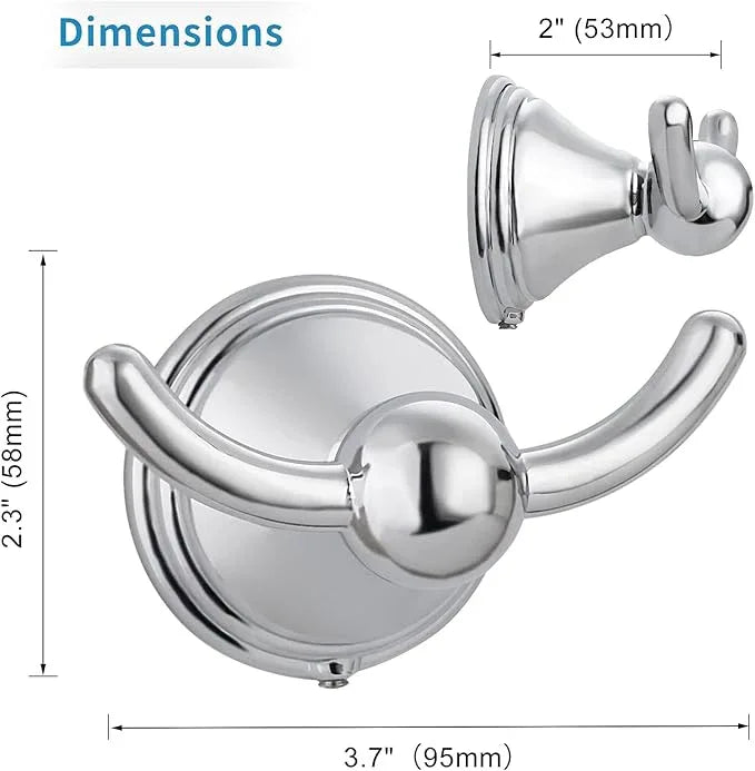 FILTA Bathroom Towel Hooks, Polished Chrome Robe & Towel Hooks for Wall Mounted, Traditional Towel and Robe Hooks for Hanging Towels, Bath Towel Holder for Shower(2 Pack) - ModernBath