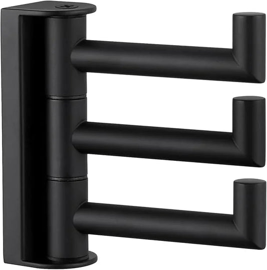 Angle Simple Swivel Towel Hook 3 Arms, SUS 304 Stainless Steel Foldable Bathroom Robe Towel Hook, Wall Coat Holder, Matte Black - ModernBath