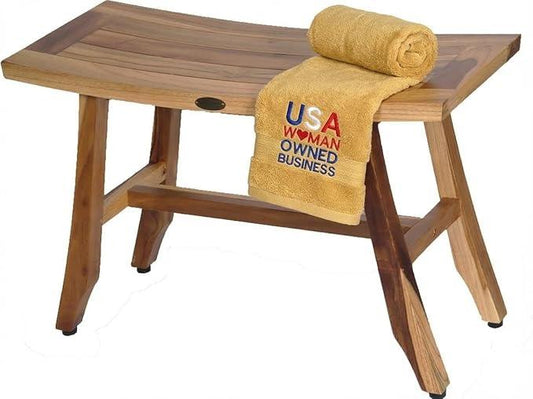 EcoDecors Satori Teak Wood Shower Bench, 28 Inch, EarthyTeak Finish - ModernBath