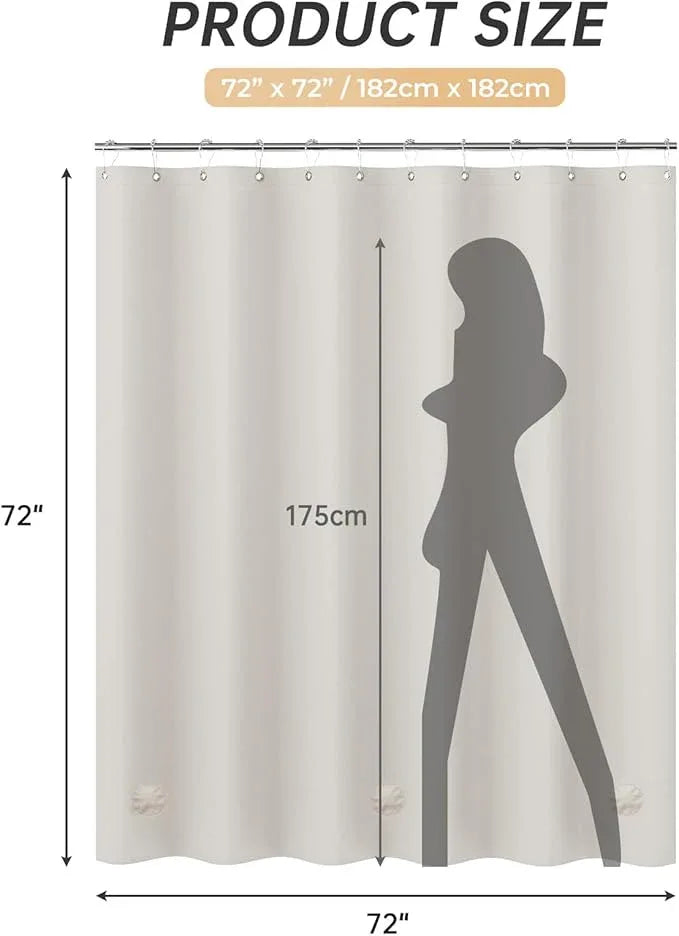 AmazerBath Thick PEVA Shower Curtain - Tan, Waterproof 72x72, Heavy Duty with 3 Weighted Stones and 12 Grommets - ModernBath