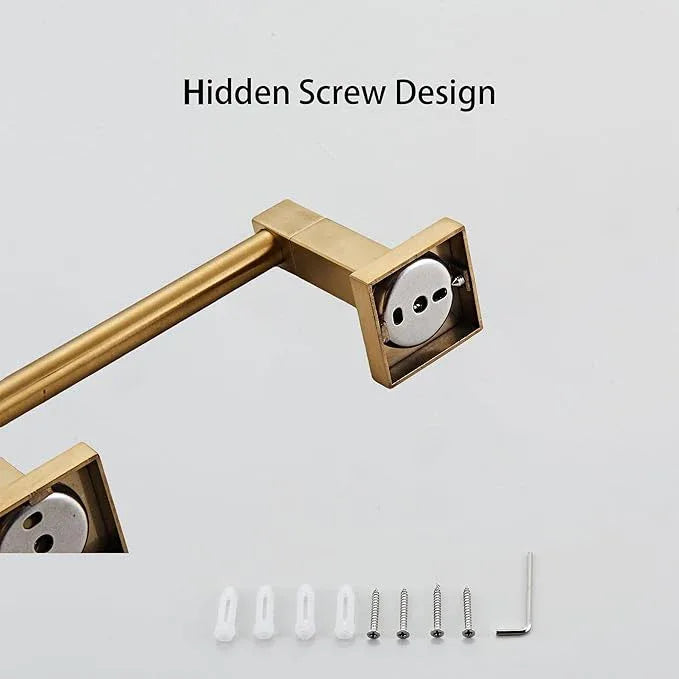 Brushed Gold Toilet Paper Holder Wall Mount, Bathroom Toilet Paper Holder for SUS 304 Stainless Steel, Double Post Pivoting Square Toilet Paper Roll Holder for Bathroom RV Paper Towels for TP - ModernBath