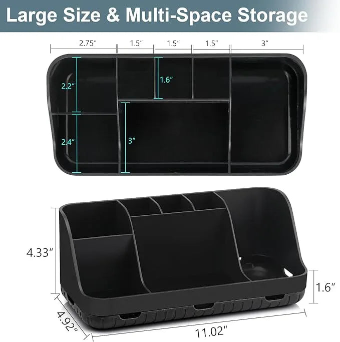GFWARE Black Toothbrush Holder - 7 Slots Bathroom Organizer Countertop with Drainage Matte Black Electric Toothbrush and Toothpaste Holder for Bathroom Accessories Organization Vanity Sink Storage - ModernBath