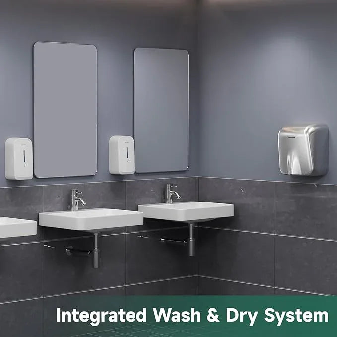 anydry Commercial Automatic Soap Dispenser Large 34oz/1000ml Capacity Wall-Mounted Touchless Liquid Dispenser for High-Traffic Restrooms, Offices, Hospitals Model AD1220S White - ModernBath