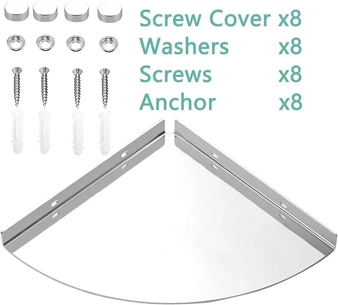 2PC Corner Shelves 304 Stainless Steel Bathroom Shower Shelves Waterproof Wall Mounted Heavy Duty Shower Corner Shelves for Bathroom and Bedroom(Chrome, 2 PC) - ModernBath