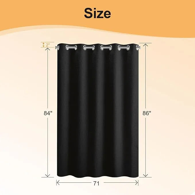 River Dream Extra Long No Hook Shower Curtain with Snap in Liner, Cotton Blend Shower Curtains for Bathroom, Hotel Grade, Water Repellent, Black, 71" Wx86 L - ModernBath