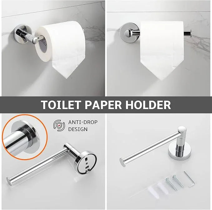 BGL Bathroom Hardware Set Chrome Bathroom Accessory Set Towel Bar 8 Pieces Set - ModernBath