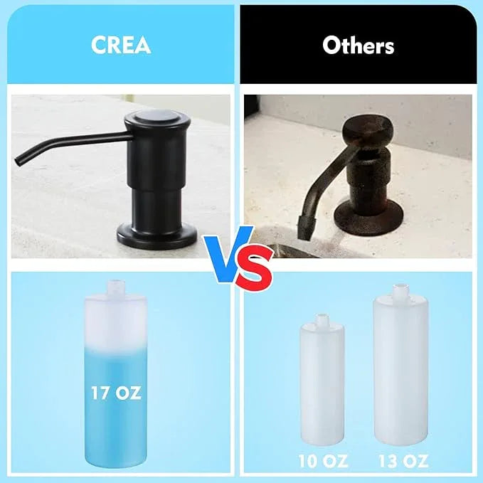 CREA Kitchen Soap Dispenser Countertop Soap Dispenserfor Kitchen Sink Black Built in Sink Soap Dispenser Top Fill Deck Mount Dispenser for Bathroom with 39" Tube Large Capacity 17 OZ Bottle - ModernBath