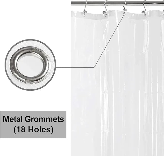 Barossa Design Extra Wide Shower Curtain Liner 108" x 72" with 8 Magnets - Waterproof PEVA Around Shower Liner for Bathroom, PVC Free, Metal Grommets - Clear, 108X72 - ModernBath