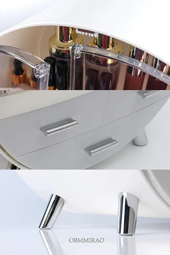 OBMMIRAO Elegant Dustproof Makeup Storage Organizer Box, Waterproof Medium Cosmetics Organizer Storage with Drawers Skincare Cosmetic Display Cases for Countertop Bathroom Dresser Dedroom - ModernBath