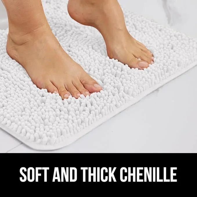 GORILLA GRIP Bathroom Rug Sets 3 Piece, Bath Mat Set and Oval Toilet Base with Rubber Backing, Plush Absorbent Shaggy Chenille Washable Mats, Includes 24x19.5, 24x17 and 36x24 Inch Rugs, White - ModernBath