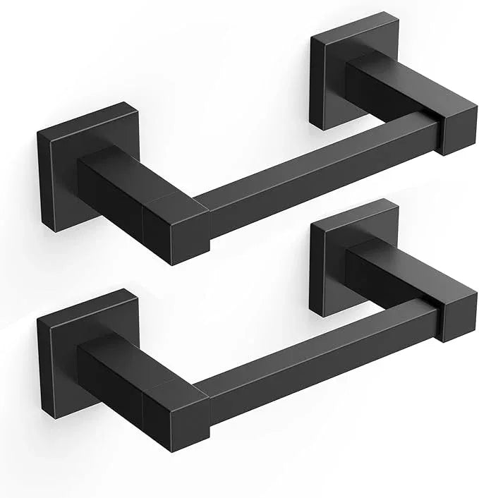 FORIOUS Toilet Paper Holder Wall Mount, Stainless Steel Rustproof Double Post Pivoting Tissue Roll Holder for Bathroom, Commercial Toilet Paper Dispenser (Matte Black, Square 2 Pack) - ModernBath