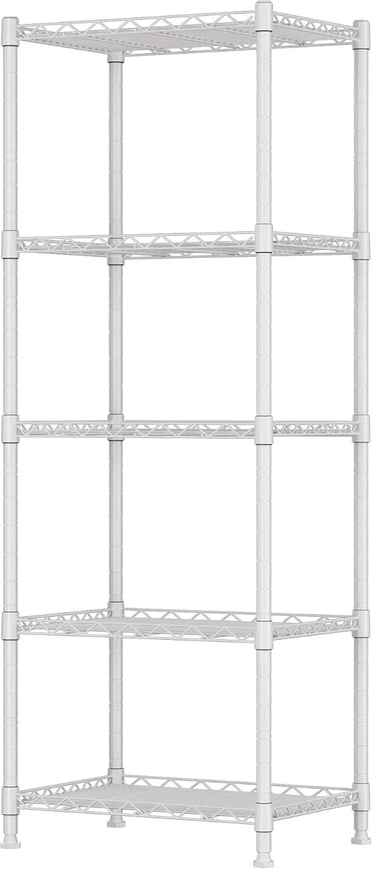 REGILLER 5-Wire Shelving Metal Storage Rack Adjustable Shelves,Standing Storage Shelf Units for Laundry Bathroom Kitchen Pantry Closet(White,11.8" D x 16.6" W x 53.5" H) - ModernBath