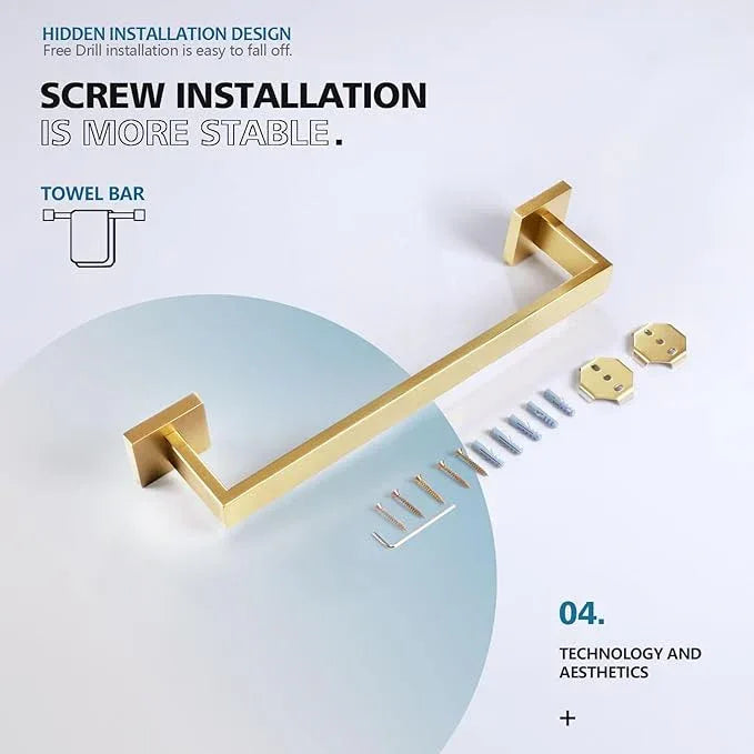 KOKOSIRI Bath Towel Bar Kitchen Dish Cloths Hanger 16 Inch Hand Towel Holder Stainless Steel Wall Mounted, Brushed Gold, B4003BG-L16 - ModernBath