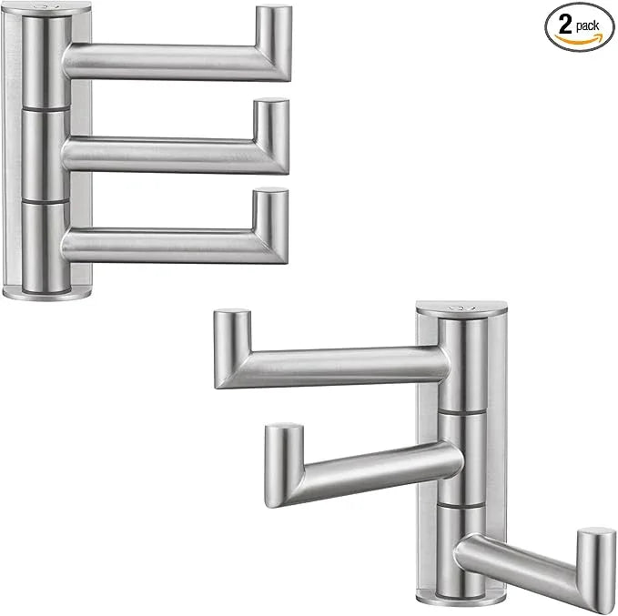 APLusee Swivel Towel Hook 2 Pack Brushed Nickel, 304 Stainless Steel Hook with Three Arms, Wall Mount - ModernBath