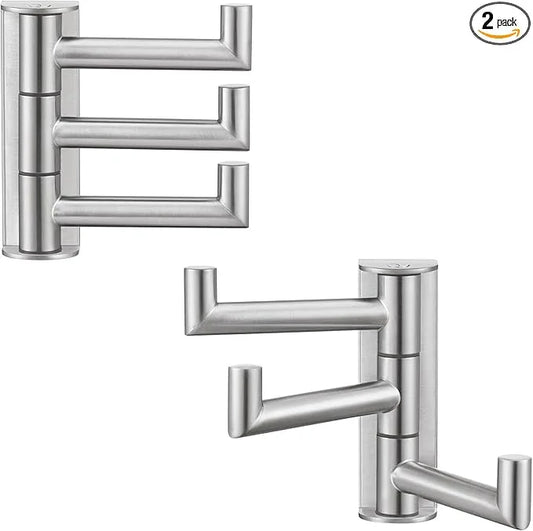 APLusee Swivel Towel Hook 2 Pack Brushed Nickel, 304 Stainless Steel Hook with Three Arms, Wall Mount - ModernBath