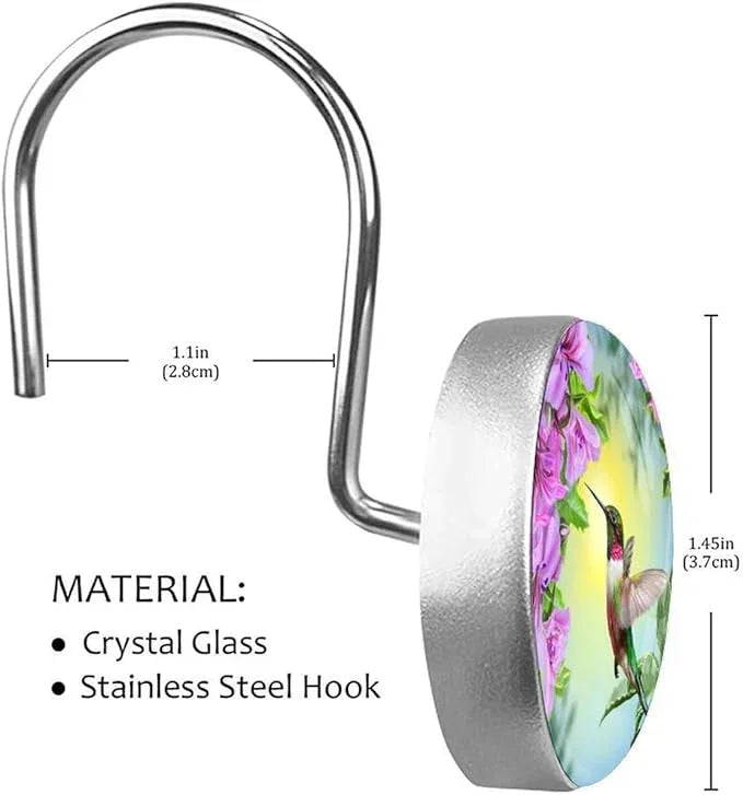 12pcs Shower Curtain Hooks,Spring Bird Decorative Shower Curtain Hanger Rings Roller, Stainless Steel Round Shower Rings Hangers for Bathroom - ModernBath