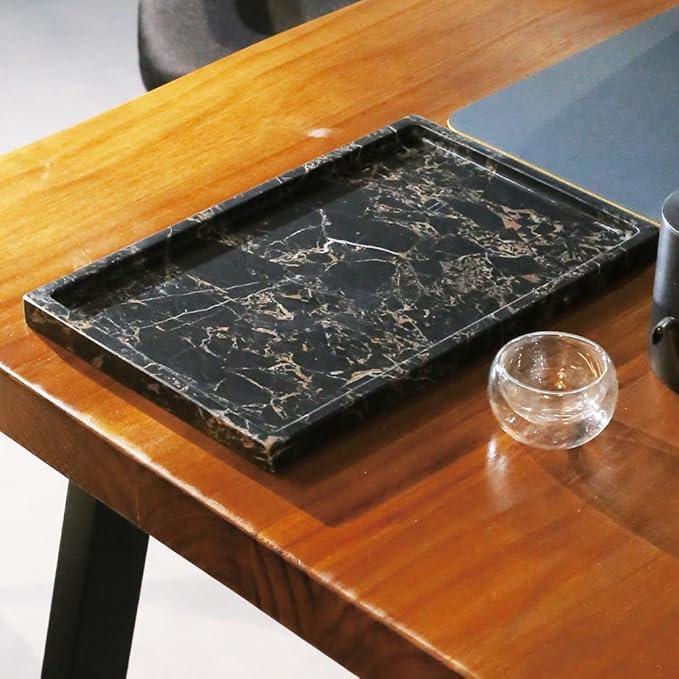 100% Natural Marble Serving Tray Luxury Calaccata Viola Marble Storage Tray for Home Decor Stone Tray for Bathroom/Kitchen/Vanity/Dresser,Plate Holder for Tissues, Candles, Towel - ModernBath