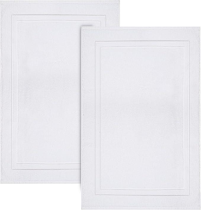Infinitee Xclusives Premium Cotton Bath Mats for Bathroom – Pack of 2 | 34x22 Inches | Ultra Soft, Super Absorbent, Non-Slip, Machine Washable Mats (White) [Not a Rug] - ModernBath