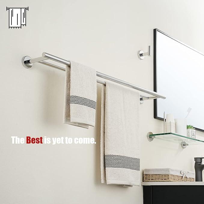 JQK Double Bath Towel Bar, 33 Inch 304 Stainless Steel Thicken 0.8mm Towel Rack for Bathroom, Towel Holder Polished Chrome Wall Mount, Useable Length 30 Inch, TB100L30-CH - ModernBath
