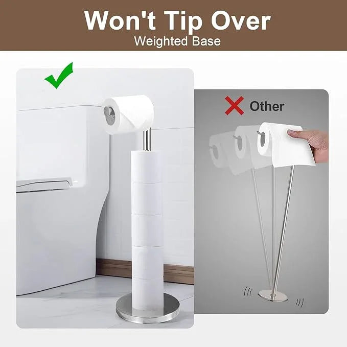 Toilet Paper Holder Stand, Gold 304 Stainless Steel,Free Standing for Bathroom,Weighted Base - ModernBath