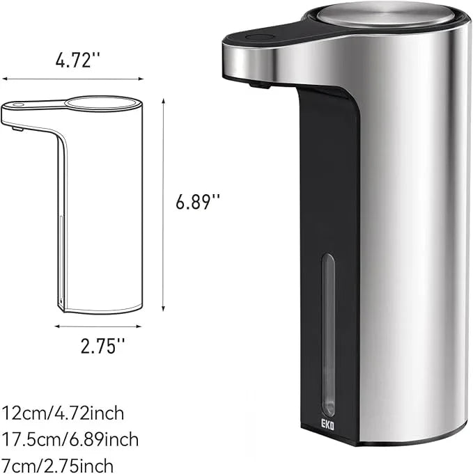 EKO Aroma Touchless Automatic Soap Dispenser for Kitchen and Bathroom, Liquid Hand Soap Dispenser, Water-Resistant and Rechargeable, 9 fl oz (Stainless) - ModernBath