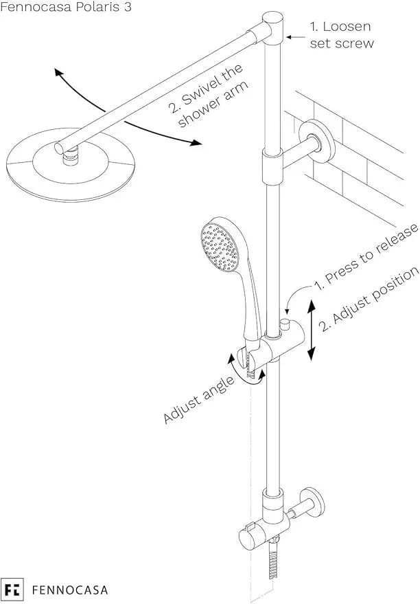 Fennocasa Polaris 3 Retrofit Rain Shower System, 3-Setting Handheld Shower Combo with Slide Bar, 8" Low Profile Shower Head (2.5 GPM Oil-Rubbed Bronze) - ModernBath