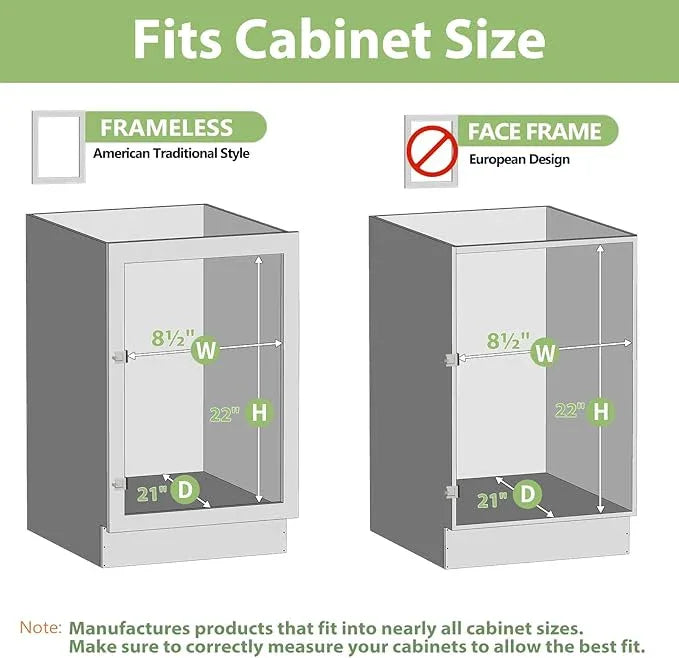 ROOMTEC 3-Tier Pull Out Cabinet Organizer Spice Rack for Narrow Cabinet 8" W x 20½" D, Slide Out Wood Shelves Storage for Kitchen - ModernBath