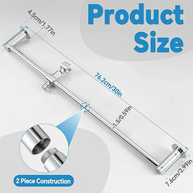 Shower Slide Bar Adjustable Handheld Shower Head Holder Wall Mount - 30inch All-Metal Shower Head Slide Bar Compatible with Bathroom Drill Free Glue Installation - Polished Chrome - ModernBath
